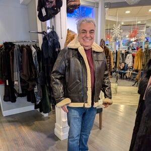 Men's Shearling Leather Jacket with Cream Lining